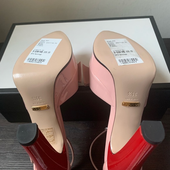 GUCCI Patent Crystal GG Bow Sadie Spike Ankle Strap d'Orsay Platform High Heel P - Picture 11 of 14